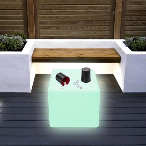 Rechargeable LED Cube Chair Light with Remote, Outdoor Waterproof 16 Colors Changing LED Cube Stool Seat Side Table, Floor Lamp Night Light Glow Furniture for Home Bedroom Patio Garden (Square, 16") - Image 4