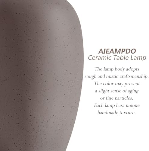 AIEAMPDO 21'' Set of 2 Farmhouse Ceramic Small Table Lamps for Living Room Bedroom, Nightstand Rustic Brown Desk Lamp for Bedside End Table Entryway, 2 LED Bulbs Included - Image 3