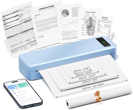 Portable Printers Wireless for Travel Home, A285M Inkless Thermal Printer by TATTMUSE