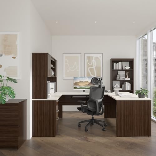 Bestar, Ridgeley Collection, 3-Piece Set Including a U-Shaped Desk with Hutch, a Lateral File Cabinet, and a Bookcase - Image 2