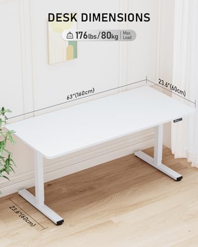 63" Large Electric Standing Desk Adjustable Height for Home Office - Image 3
