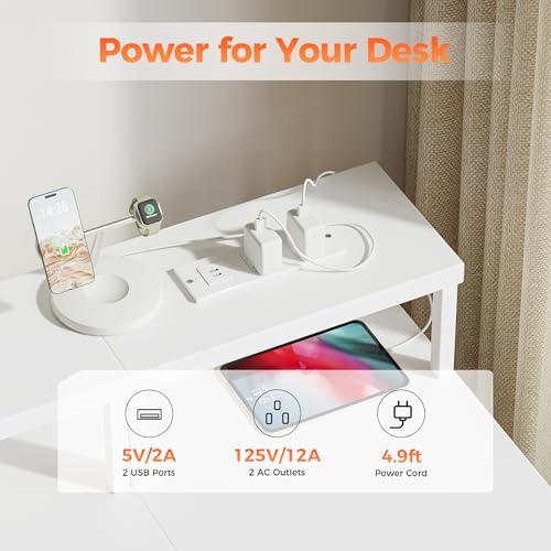 Mericonia 63 inch Computer Desk with Drawers, Reversible Gaming Desk, White - Image 4