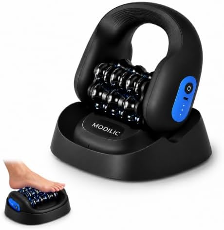 Electric Foot & Body Massager Roller, 2-in-1 Rechargeable Deep Tissue Massage Tool with Auto Massage Base, Handheld Muscle Recovery Roller for Plantar Fasciitis, Foot Pain, Legs, Arms and Neck by Unknown