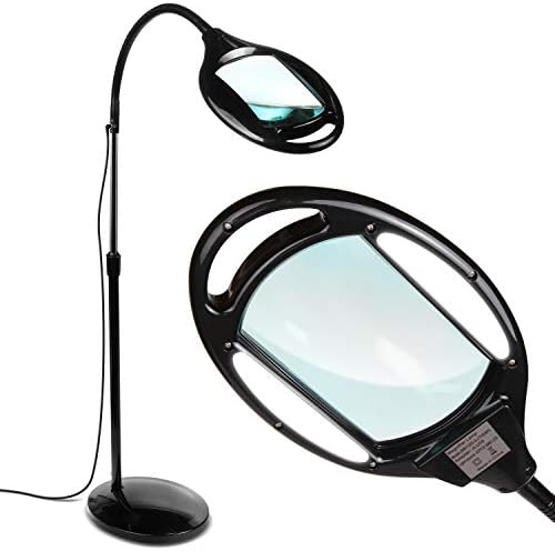 Brightech LightView Pro Magnifying Floor Lamp - Hands Free Magnifier with Bright LED Light for Reading - Work Light with Flexible Gooseneck - Standing Mag Lamp by Brightech