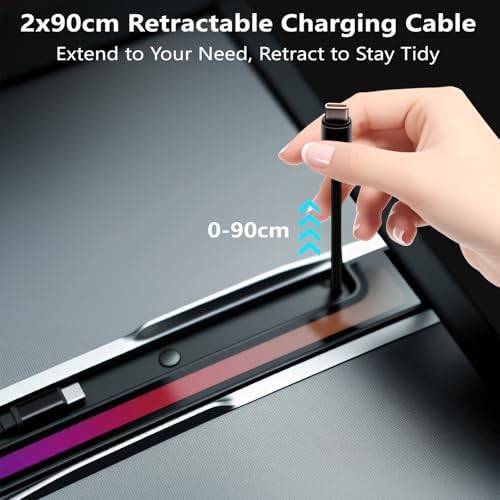 USB Hub for Tesla Model Y Juniper 2025-2026 & Model 3 Highland 2024-2025 Accessories, 120W USB-C Fast Charging with Retractable Cables, 2-Port Built in RGB Ambient Light fit Center Console - Image 4