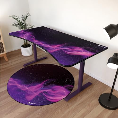 Arozzi Arena Special Edition Ultrawide Curved Gaming and Office Desk with Full Surface Water Resistant Desk Mat Custom Monitor Mount Cable Management Cut Outs - Purple Galaxy - Image 2
