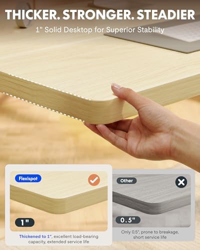 FLEXISPOT EN1 48"x30" One-Piece Standing Desk, White Wood Grain - Image 3