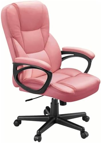 Furmax Office Executive Chair High Back Adjustable Managerial Home Desk Chair, Swivel Computer PU Leather Chair with Lumbar Support (1, Pink) by Furmax