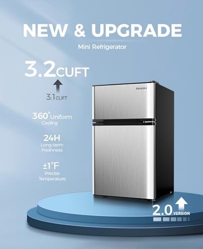 EUHOMY 3.2 Cu.Ft Mini Fridge with Freezer, Mini Refrigerator for Dorm - Image 2