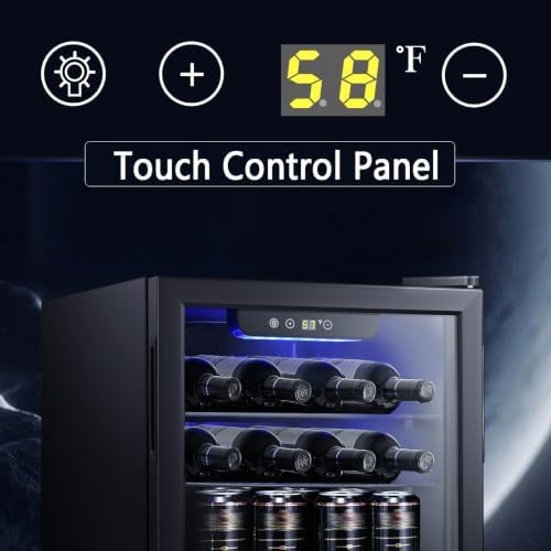 Antarctic Star 2.6cu.ft Wine Cooler/Cabinet Beverage Refrigerator, Small Mini Wine Cellar Fridge, Beer Soda Clear Front Glass Door, Quiet Operation, Adjust Temperature, Freestanding, Black…… - Image 5