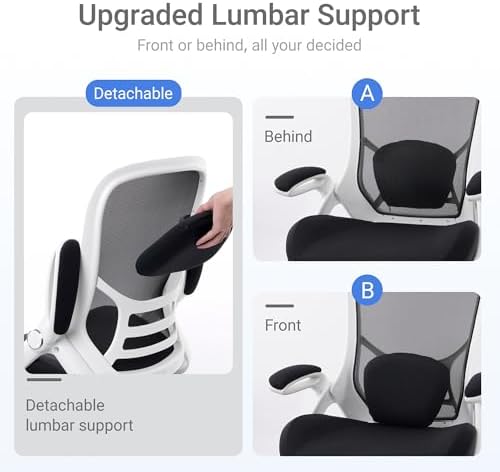 HYLONE 400lbs Heavy Duty Office Chair, Computer Desk Chair(White&Black) - Image 5