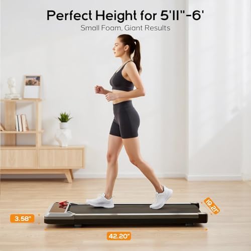 Walking Pad Under Desk Treadmill, Portable Compact Electric Walking Treadmill, Quiet Fitness Machine with Remote Control & LED Display for Home Office - Image 5