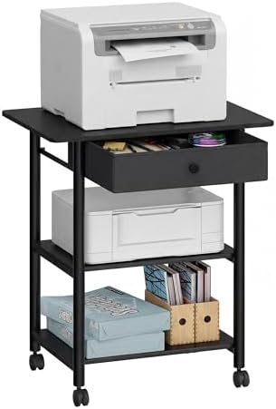 VASAGLE 3-Tier Printer Stand with Locking Wheels, Under Desk Printer Table by VASAGLEbySONGMICSHOME