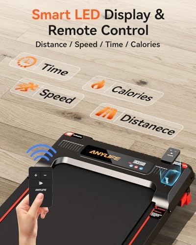 Walking Pad, Anylife Incline Walking Pads Under Desk 330lb Capacity, 2.5HP Portable Treadmills for Home, Compact Treadmill Small Running Pad with LED Display, Remote Control - Image 6