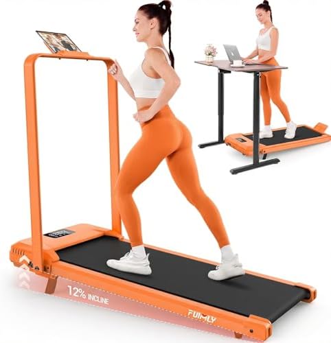 FUNMILY Upgrade Walking Pad Folding Treadmill with 12%/15% Incline & Handle Bar, 3.5HP Foldable Under Desk Compact Treadmills for Home/Office/Gym, 400+lb Capacity, Shock Absorption by FUNMILYSportsFitnessCardioTraining