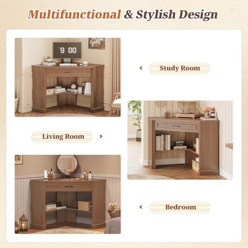 SEDETA Farmhouse Corner Desk for Small Space, White Small Computer Desk - Image 5