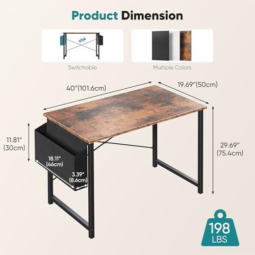 OLIXIS Small Computer Desk, 40 Inch Gaming Desks for Home Office - Image 3