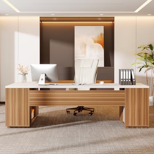 Tribesigns 85.8-Inch L-Shaped Executive Desk, Extra Large Home Office Desk - Image 6