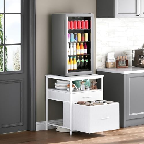 Herture Mini Fridge Stand with 3 Storage, Small Refrigerator Stand for Dorm by Herture