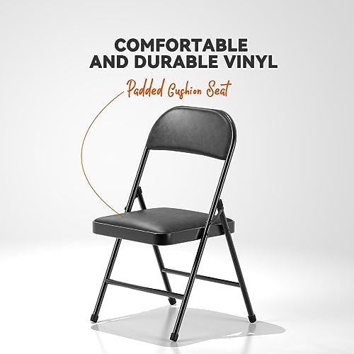 Nazhura Folding Chairs with Padded Vinyl Cushion Chairs with Comfortable Cushion and Durable Steel Frame for Home and Office, for Indoor and Outdoor Events (Black, Vinyl, 20 Pack) - Image 4