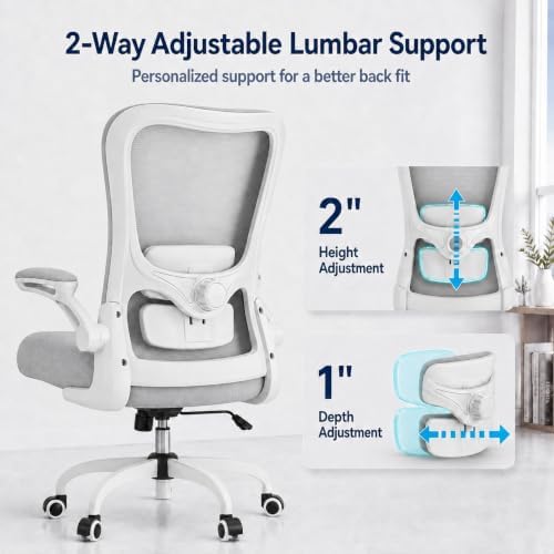 Ergonomic Office Chair for Long Hours, Adjustable Padded Lumbar Support for Lower Back Relief, 330 lb Capacity, Comfortable Computer Desk Chair for Home Office, Work & Study - Image 3