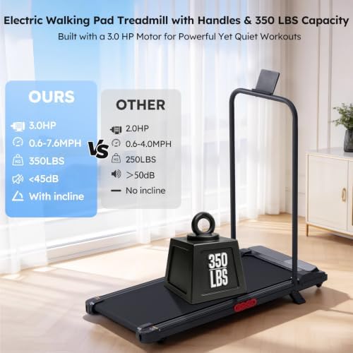 Portable Walking Pads Treadmill with Handle Bar Incline for Home Small - Image 7