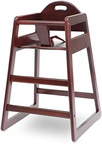 Wooden High Chair for Baby & Toddler – Restaurant-Style Stackable HighChair with Commercial Grade Solid Wood for Dining Table & Kitchen – Compact & Portable Design for Home & Restaurant Use - Cherry by LA+Baby+