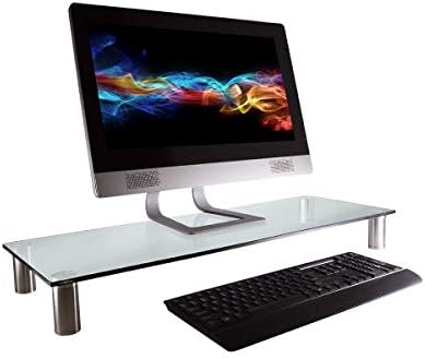 Monoprice 116356 Multimedia Riser Desktop Monitor Stand - Clear Glass, Large 30.8 x 11 Inches - Workstream Collection, 30.8" x 11.0" - Image 2