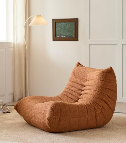 Adults Bean Bag Chairs Togo Couch Comfy Lazy Floor Sofa, Brown, 1 Seater by SYFERLORY