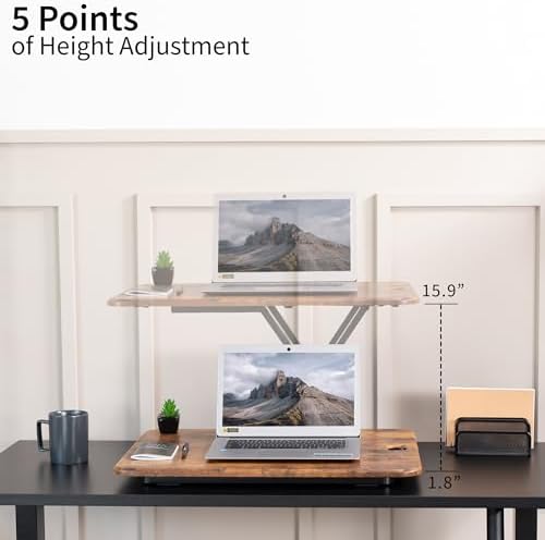 VIVO Vintage Brown 26 in Single Top Standing Desk Converter, DESK-V001JN - Image 3