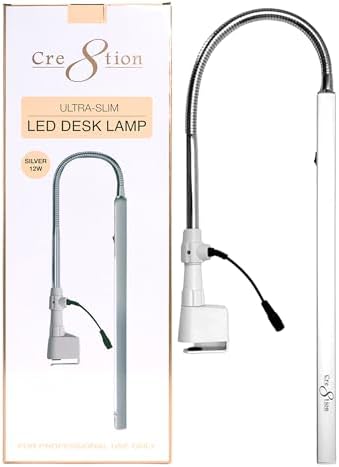 Cre8tion Ultra-Slim LED Desk Lamp, Silver, 12 W Task Light by Cre8tion