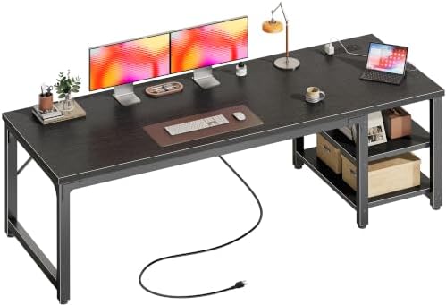 Huuger 71'' x 23.6'' Computer Desk with Power Outlets, 0.95'' Thick Desktop by Huuger