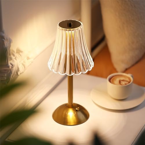 Liliful 2 Pcs Cordless Table Lamp LED Touch, Gold, Rose Style - Image 5