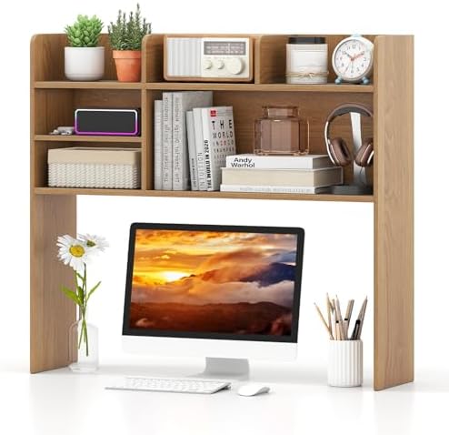 37" Desk Hutch Organizer, Desktop Bookshelf for Monitor Up to 32" by SPORFIT