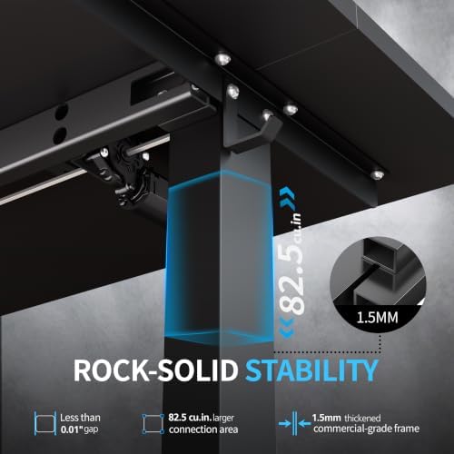 BIZUM Electric Standing Desk, 55" x 24" Height Adjustable Desk, Black Sit to Stand Desk Memory Gaming Computer Workstation for Home Office - Image 3