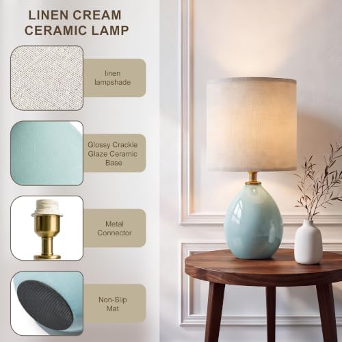 Dawnwake 17.7" Ceramic Table Lamps Set of 2 for Living Room Bedroom, Blue - Image 4