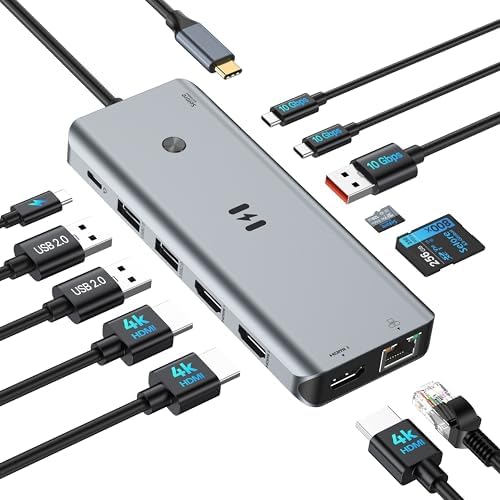 Selore USB C Docking Station 3 Monitors 3 HDMI 13-in-1 Laptop Hub by SeloreS-Global