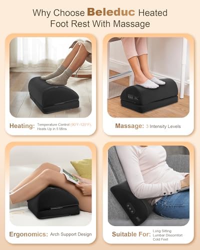 Beleduc Heated Foot Rest Under Desk at Work,Ergonomic Under Desk Foot Stool - Image 5