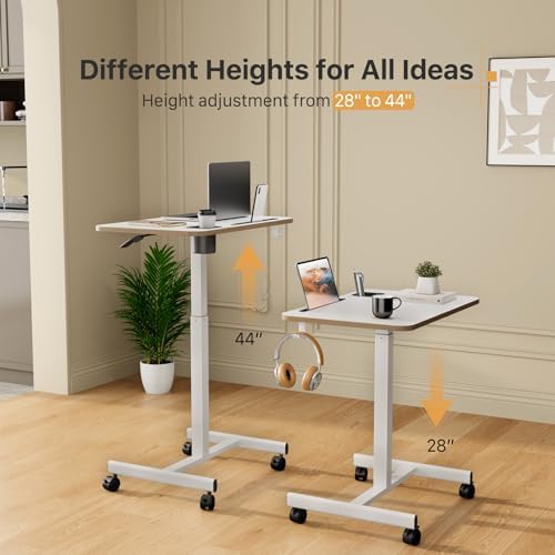 28 inch Mobile Rolling Standing Desk Height Adjustable with Wheels - Image 3