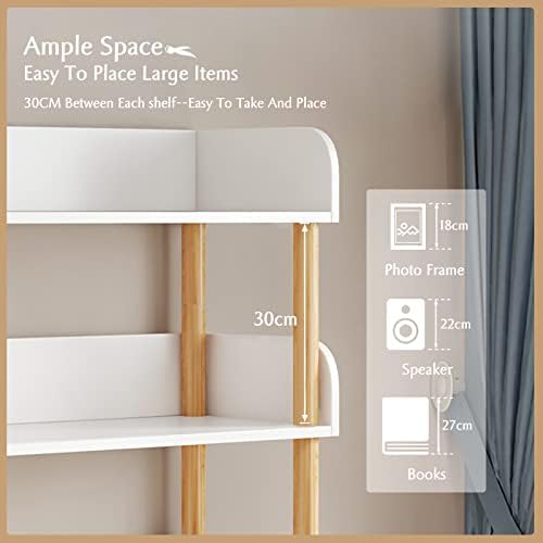 OSCHF 4-Tier Wooden Open Bookcase, Warm White - Image 5