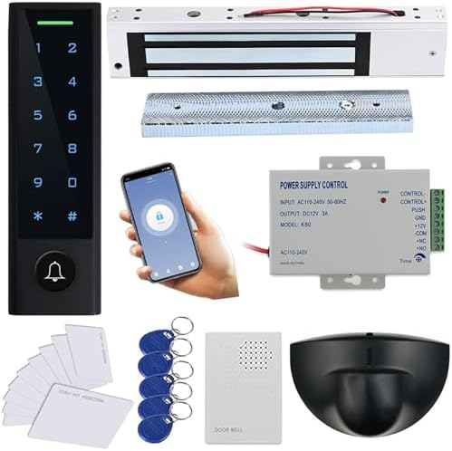 WiFi Remote Manage IP66 Watreproof Access Control Keypad 600lbs Magnetic Lock Request to Exit PIR Motion Sensor Smart Phone App Remote ADD/Delete User by MENGQI-CONTROL