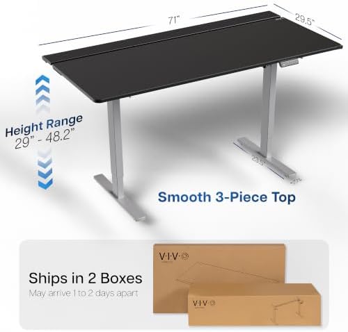 VIVO Black 71 x 30 in Standing Desk, DESK-KIT-1G6-P3B-71 - Image 3