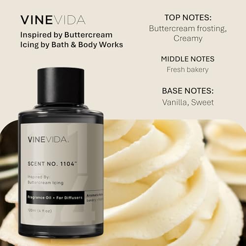 VINEVIDA [4 Fl Oz] Scent NO. 1104 Fragrance Oil for Cold Air Diffusers, Aromatic Notes of Buttercream Frosting, Creamy & Fresh Bakery Essential Oils for Diffuser Oil Refill & Air Freshener Room Spray - Image 2