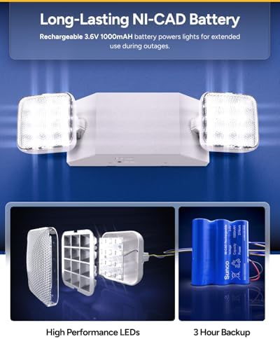 Sunco LED Emergency Light for Businesses 90 Minute Backup Battery, 1 Pack - Image 4
