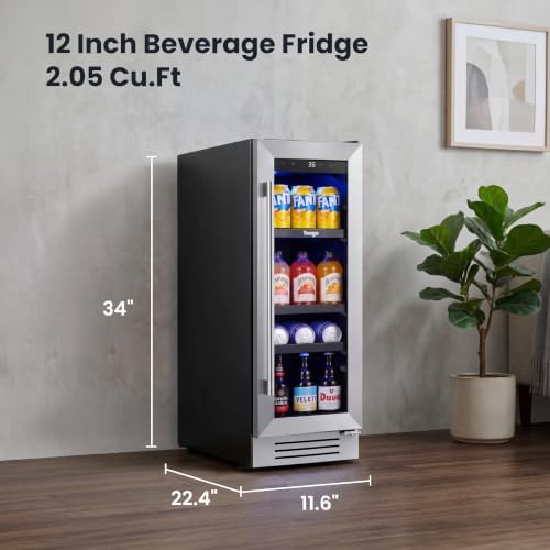 Yeego Beverage Refrigerator - 12 inch 60 Cans Beer Cooler with Glass Door - Image 2