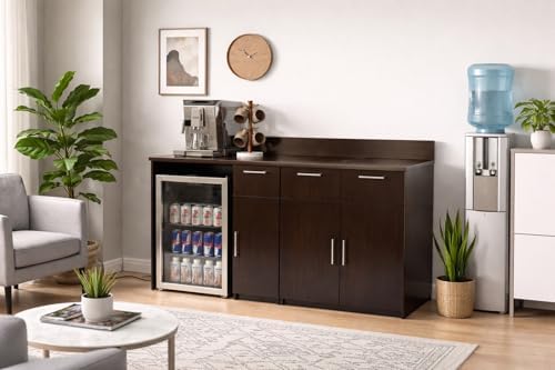 BREAKtime Office Coffee Station Cabinet with Mini Fridge Space & 2-Door Storage, Commercial-Grade, Fully Assembled, 72" W x 24" D x 36" H, Appliances Not Included, Espresso - Image 4
