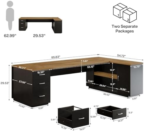 Tribesigns 86" L-Shaped Executive Office Desk, Extra Large Home Office Desk - Image 2