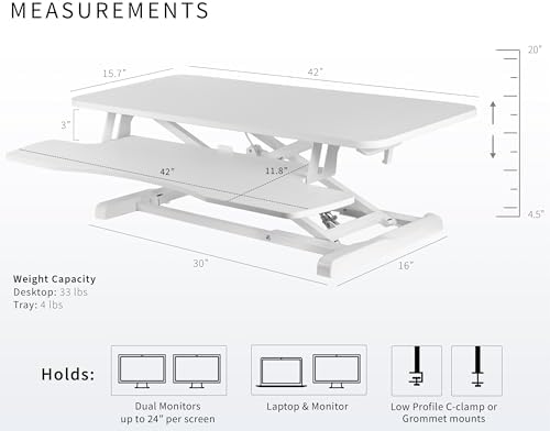 VIVO White 42 in Standing Desk Converter, DESK-V042KW - Image 3
