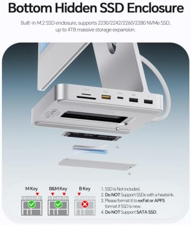 11-in-1 USB C Hub for iMac 24" 2021-2024 with M.2 NVMe 4TB SSD Enclosure - Image 6