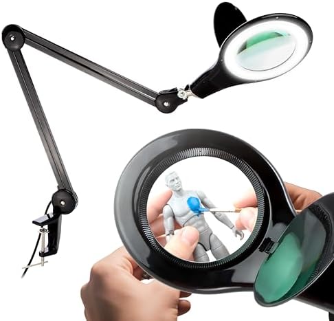 Brightech LightView PRO Magnifying Desk Lamp, 2.25x Light Magnifier, Adjustable Magnifying Glass with Light for Crafts, Reading, Close Work - Black by Brightech